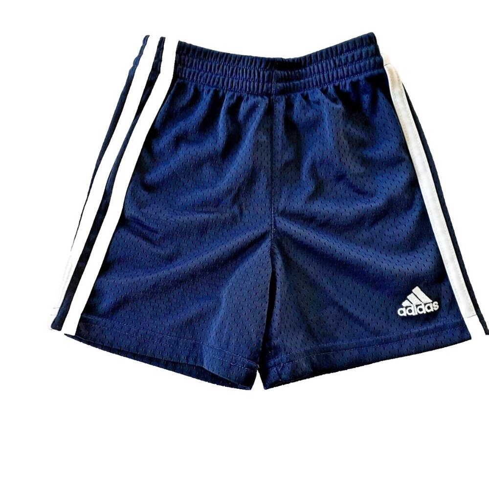 Adidas Boys Shorts Navy Athletic Gym Pull On Mesh Size 2T Elastic Waist